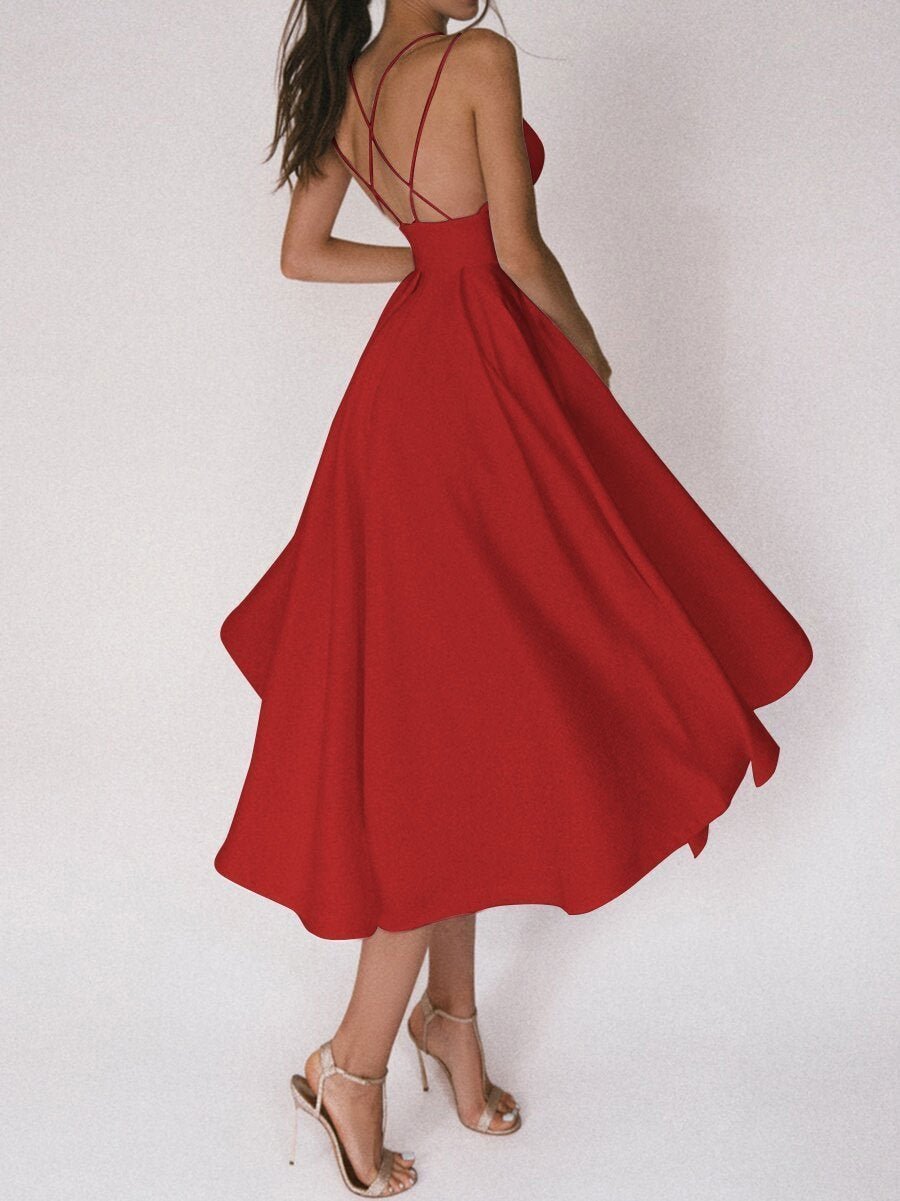 Gabriella - Satin-Kleid mit gekreuzten Trägern