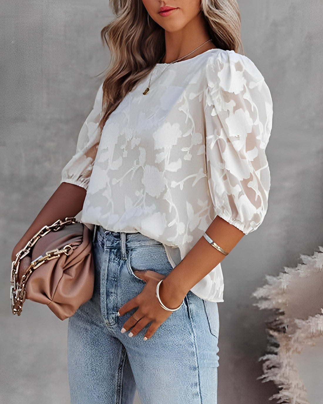 Dorrothea - Chiffonbluse mit Puffärmeln