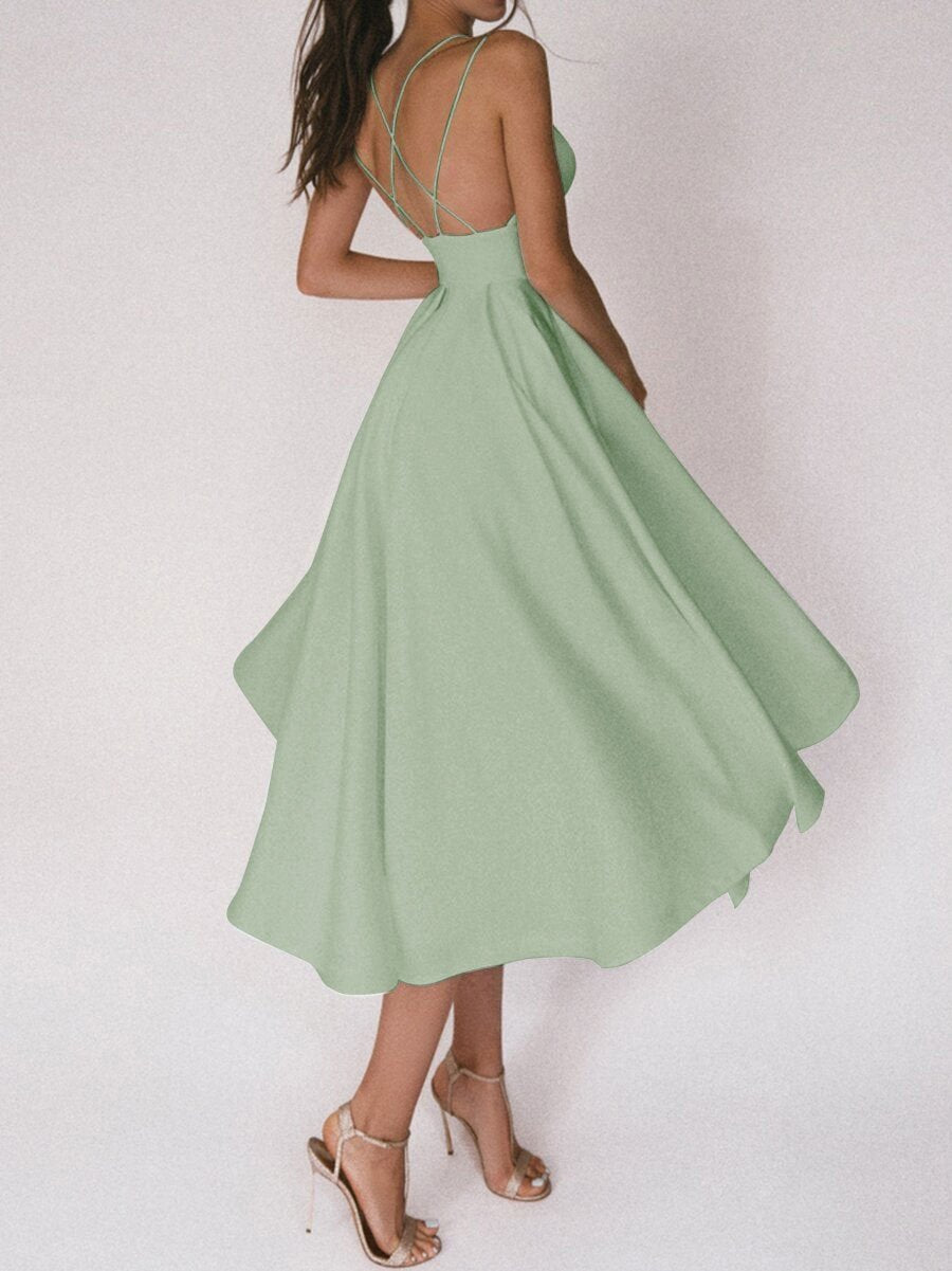 Gabriella - Satin-Kleid mit gekreuzten Trägern