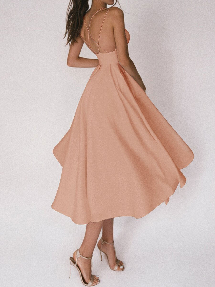 Gabriella - Satin-Kleid mit gekreuzten Trägern