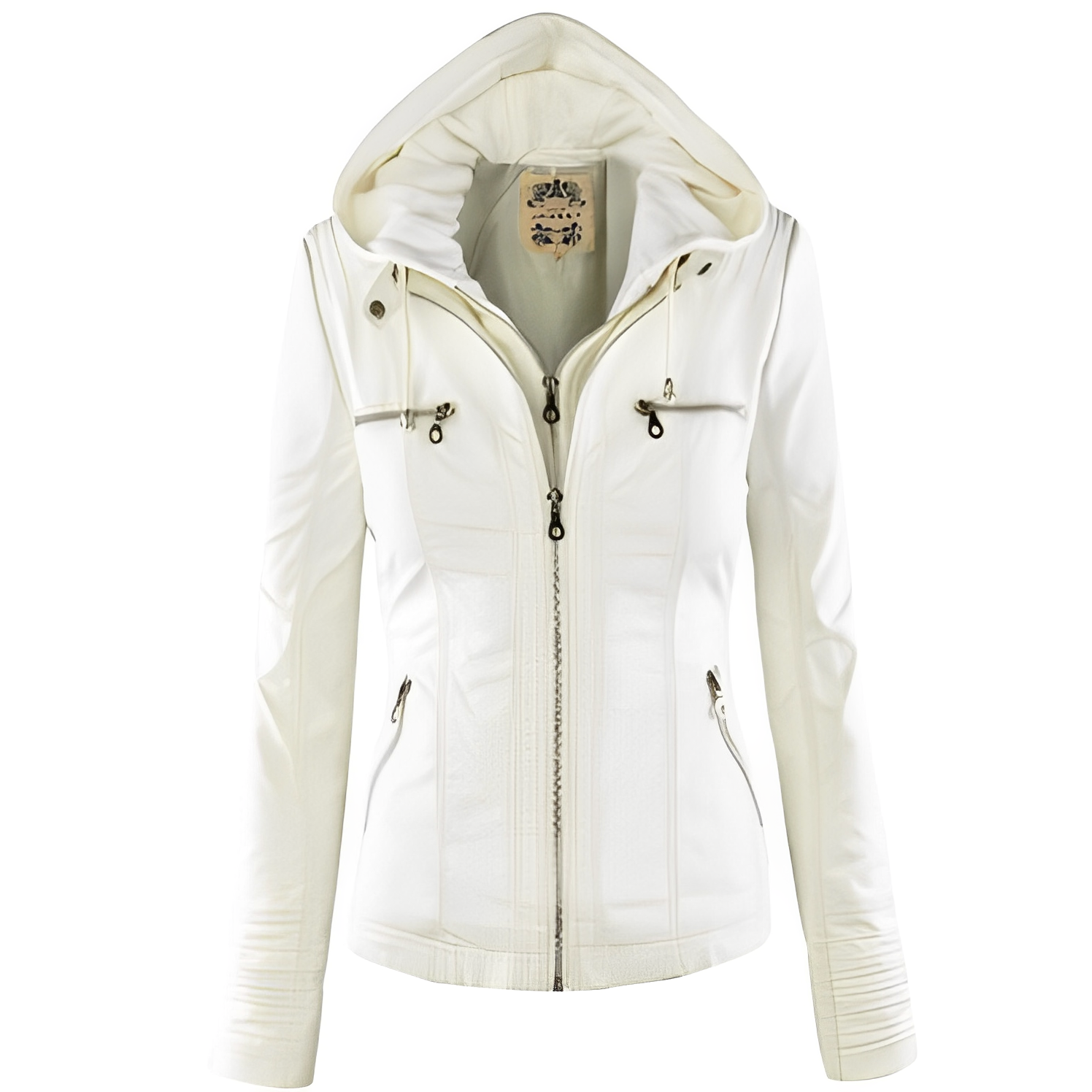 Janene - Bequeme, wetterfeste Lederjacke mit Kapuze für Damen