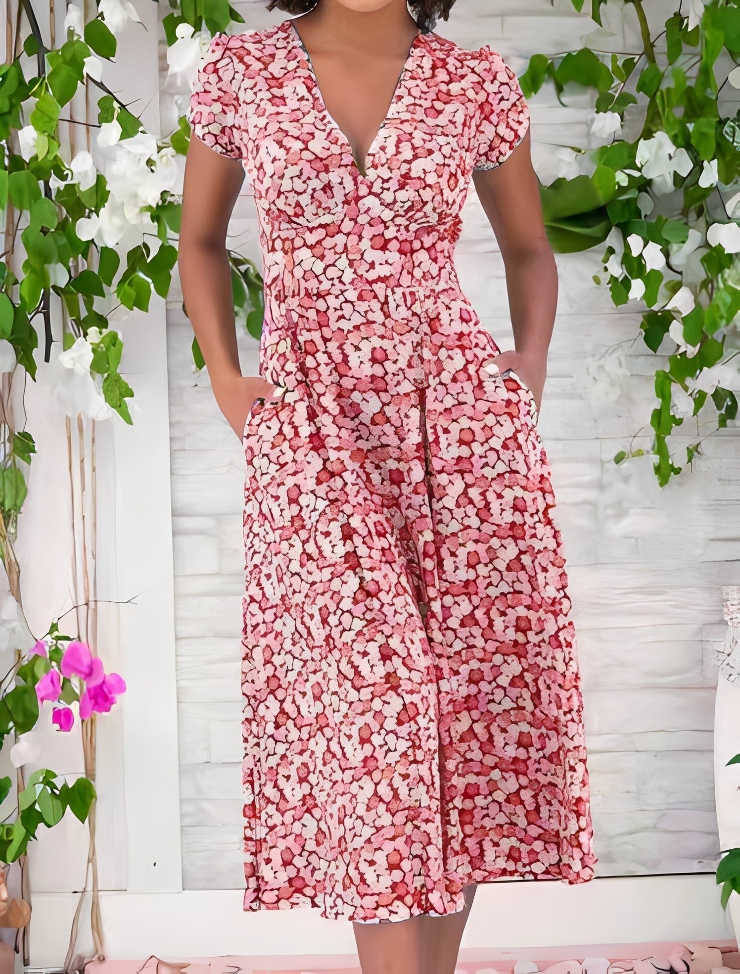 Monica - Damen V-Ausschnitt Freizeitkleid