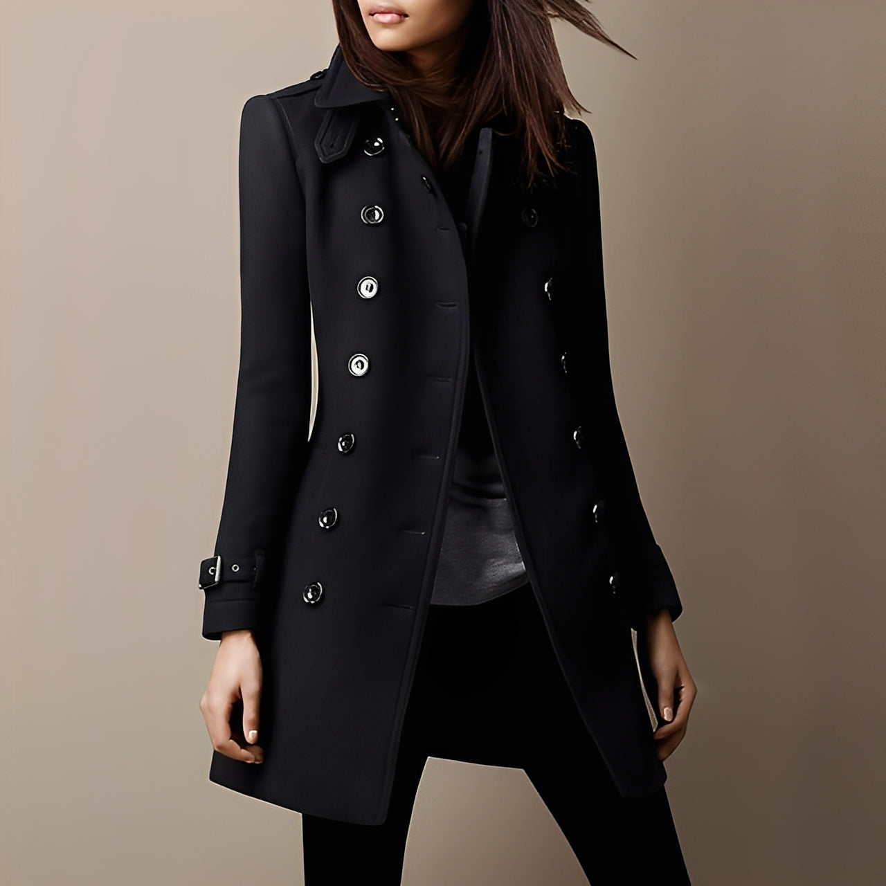 Aryana - Stilvoller Damen-Wollmantel im Zweireiher-Look