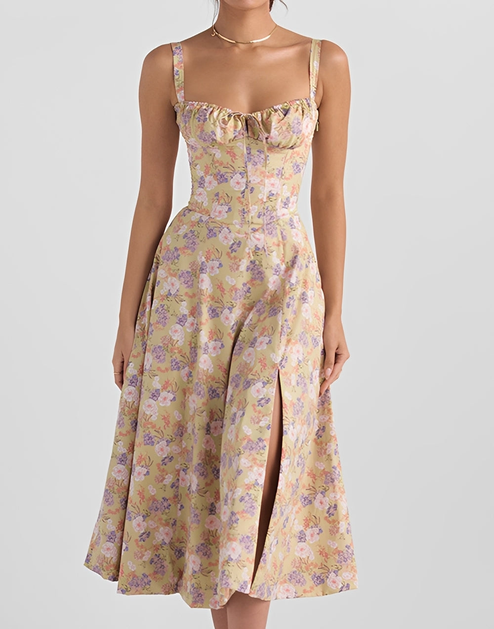 Alyssa - Schmal geschnittenes Midi-Kleid mit Blumenmuster für Damen