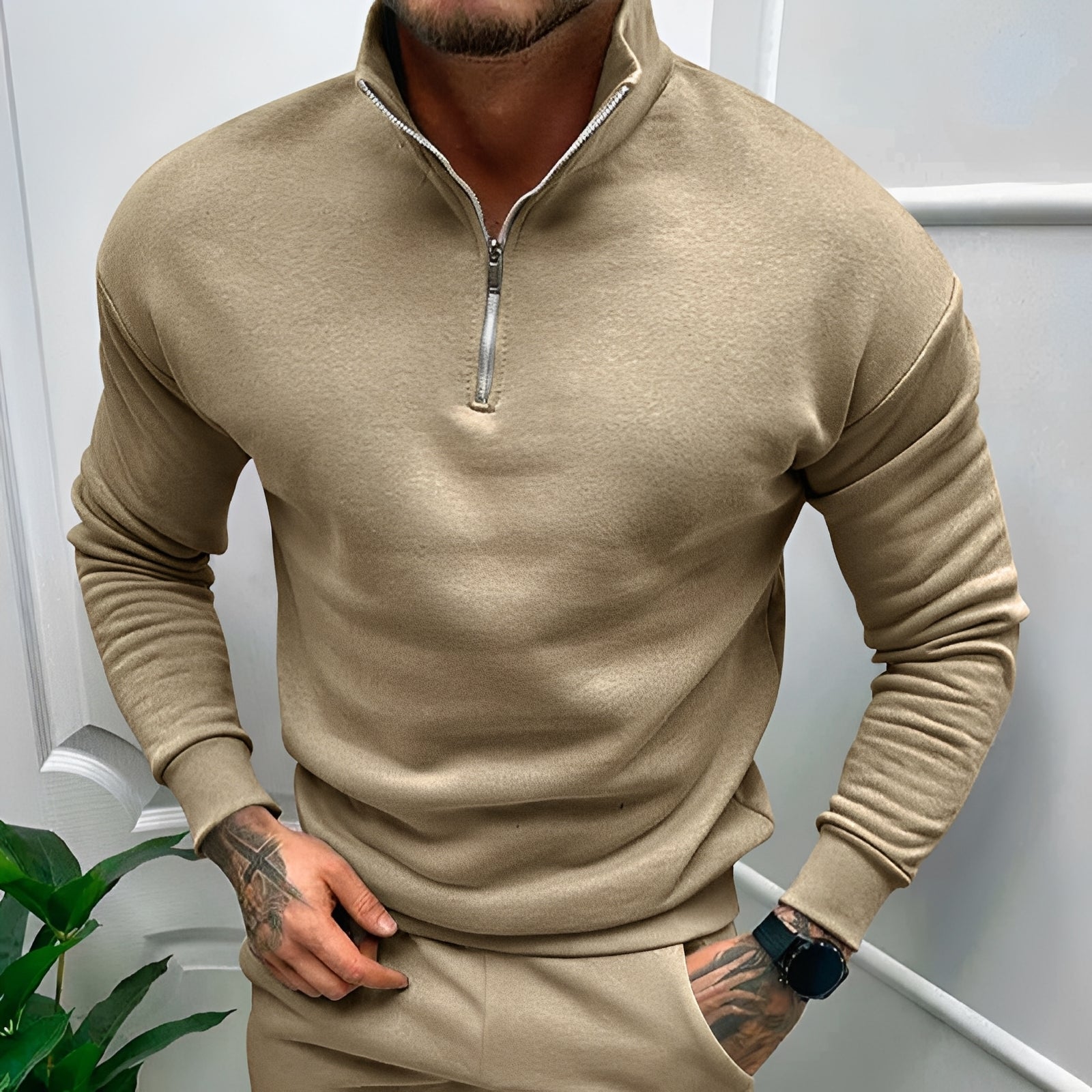 Robbie - Herren-Casualpullover mit halbem Reißverschluss