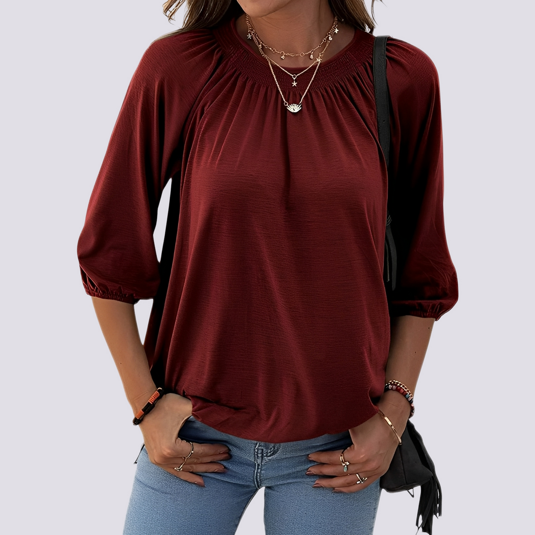 Telsa - Lässige Bluse mit Rundhalsausschnitt für Damen