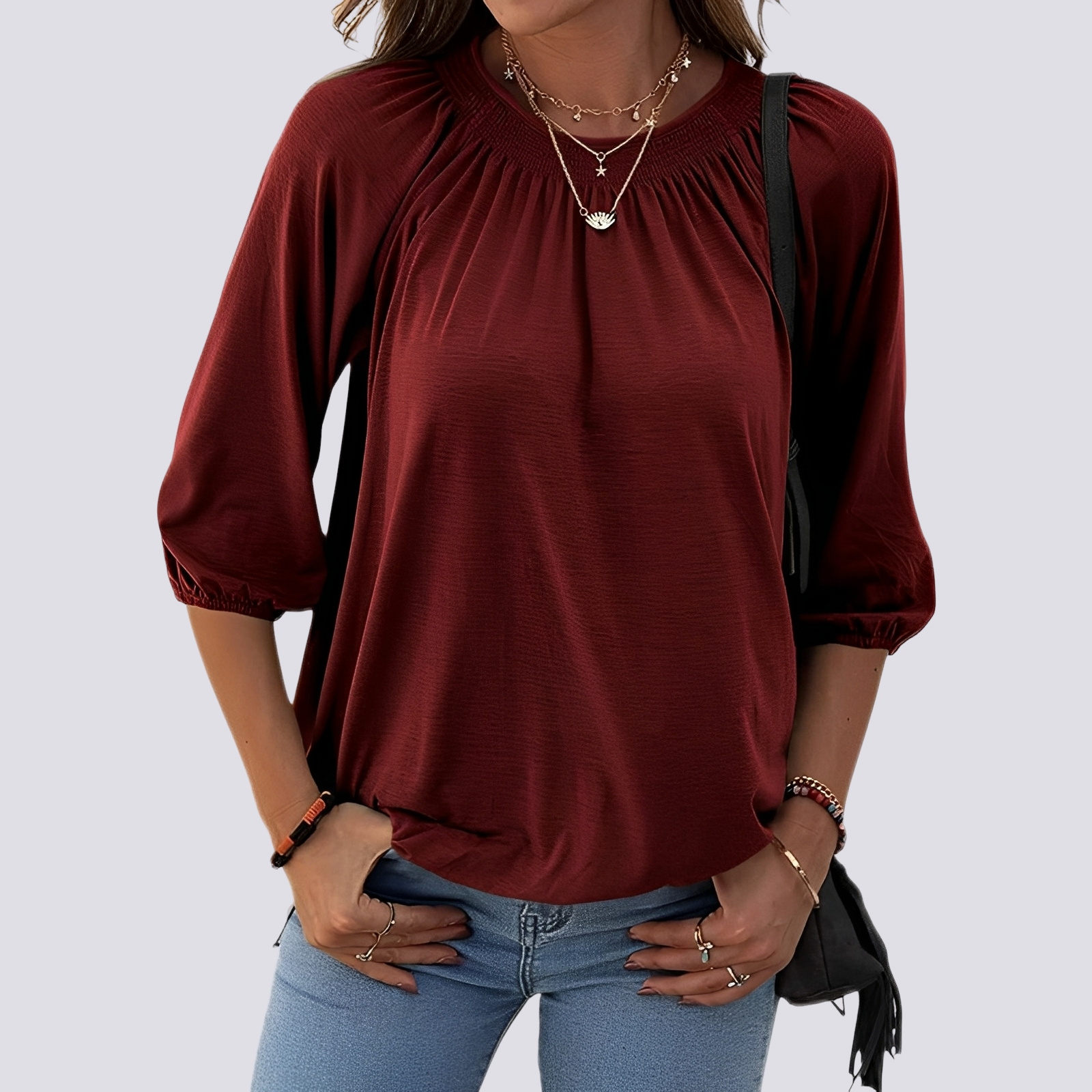 Telsa - Lässige Bluse mit Rundhalsausschnitt für Damen