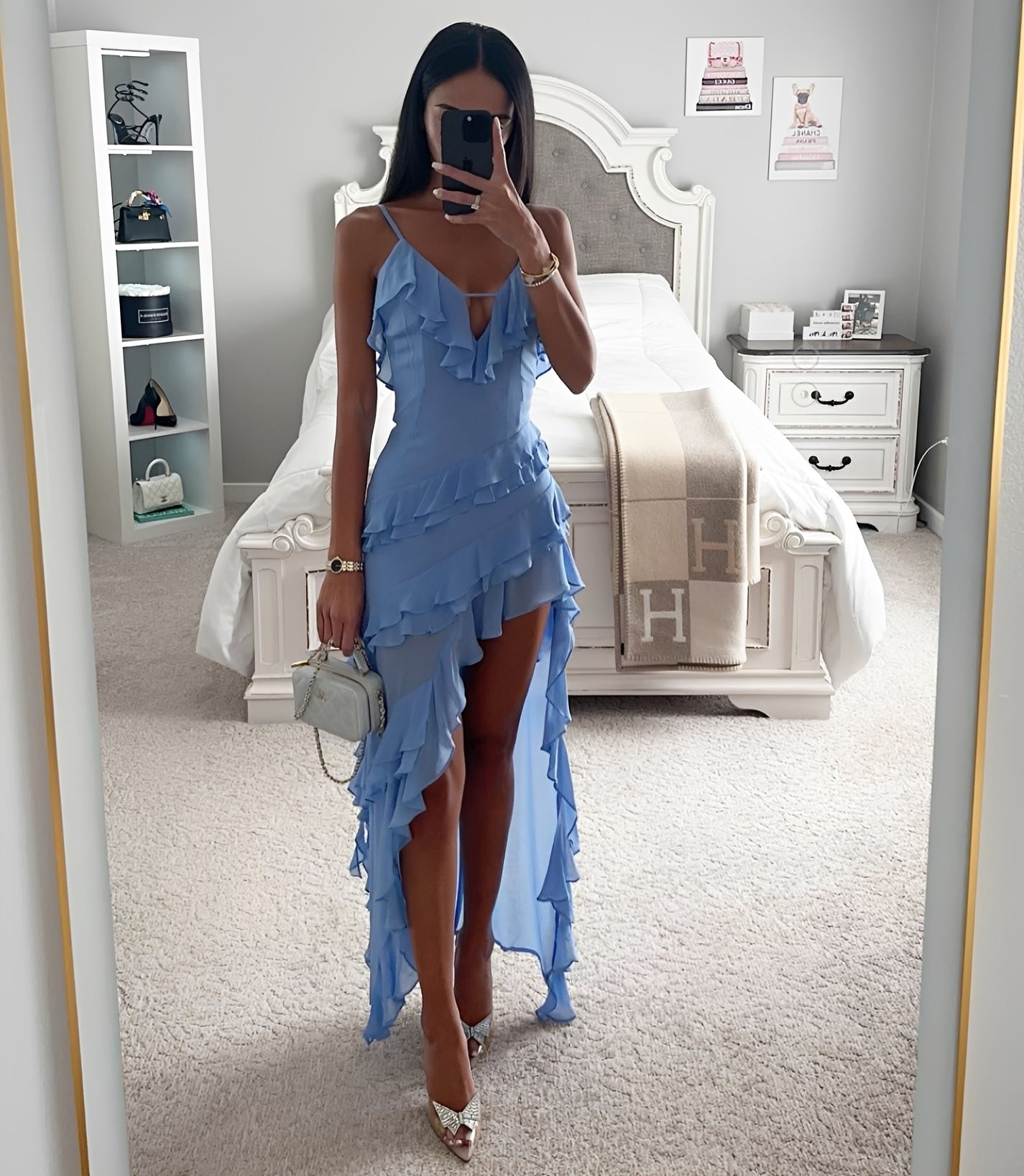 Mandi - Damen-Chiffonkleid mit hohem Schlitz und elegantem Flair