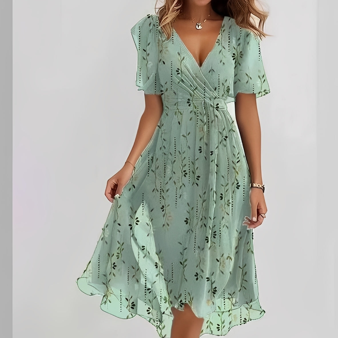 Gemma - Damen-Midikleid mit geschmackvollen kurzen Ärmeln