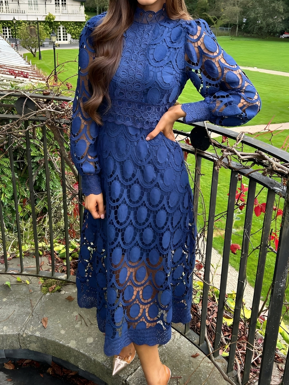 Madeline - Elegantes langes Damenkleid mit Ärmeln