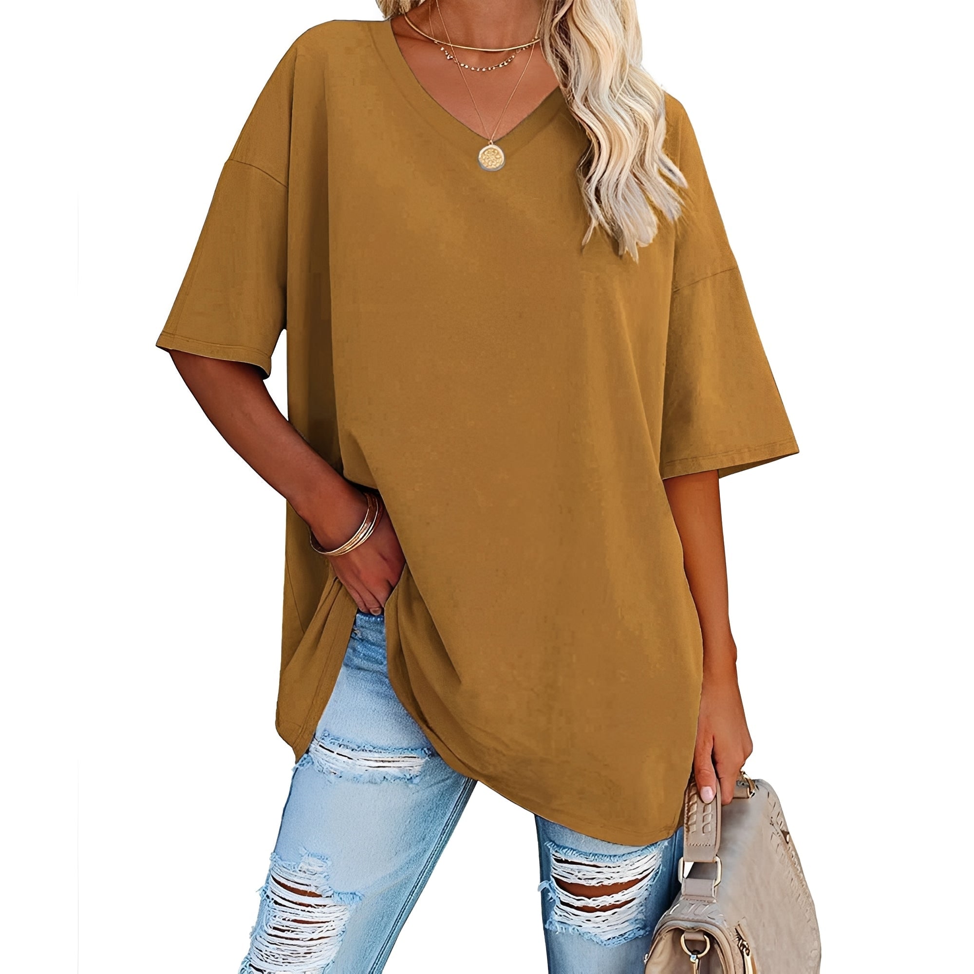 Caroline - Damen-Shirt mit lockerem Schnitt und V-Ausschnitt