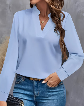 Shania - Stilvolle, locker geschnittene Bluse mit V-Ausschnitt für Damen