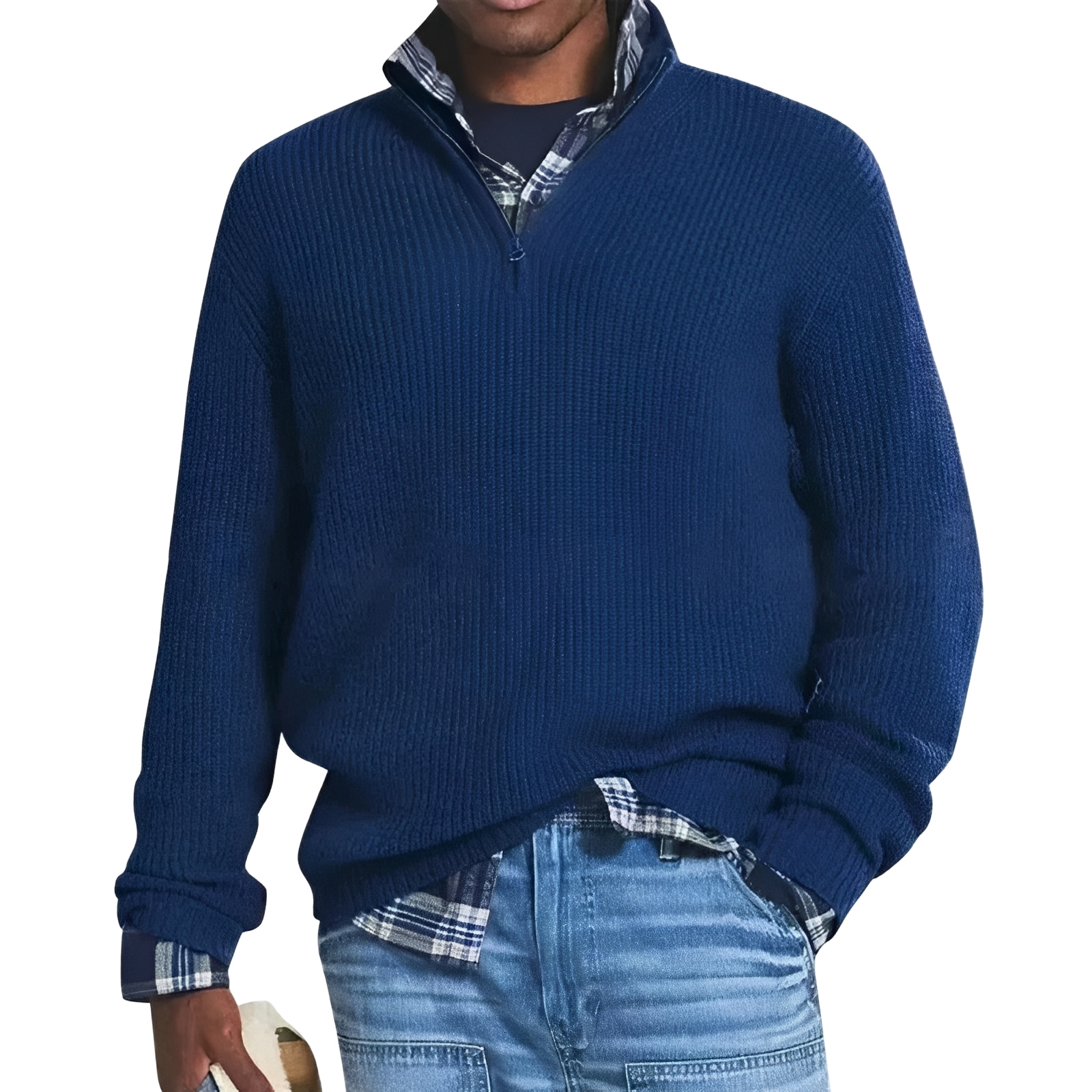 Jeffrey - Herren-Retro-Pullover mit Viertelreißverschluss