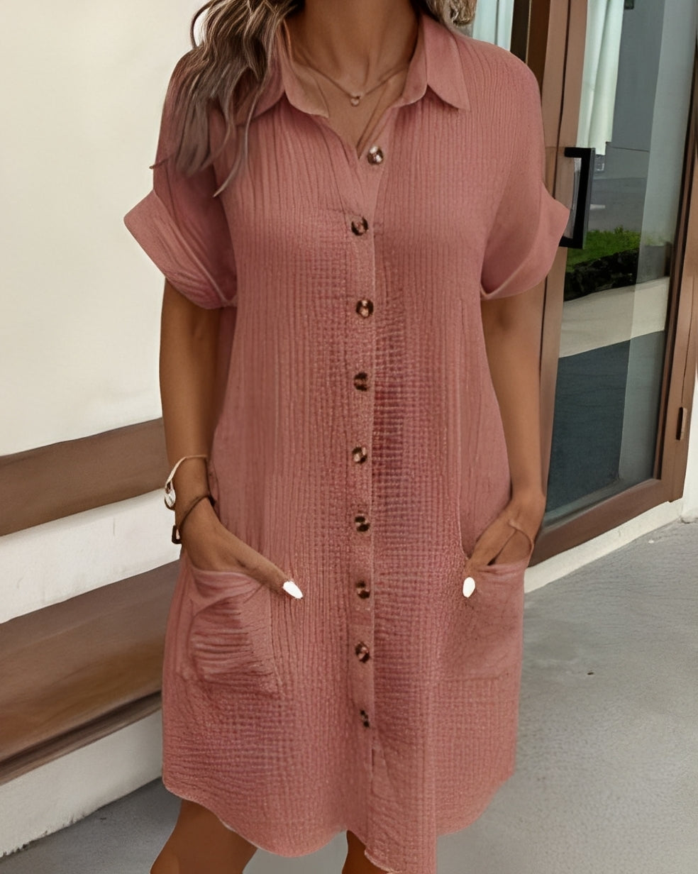Vanessa - Entspanntes, einreihiges Damen-Hemdkleid