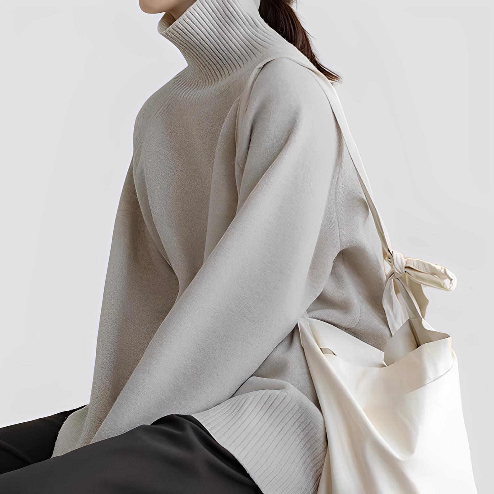 Nylah - Schlichter, übergroßer Damen-Rollkragenpullover