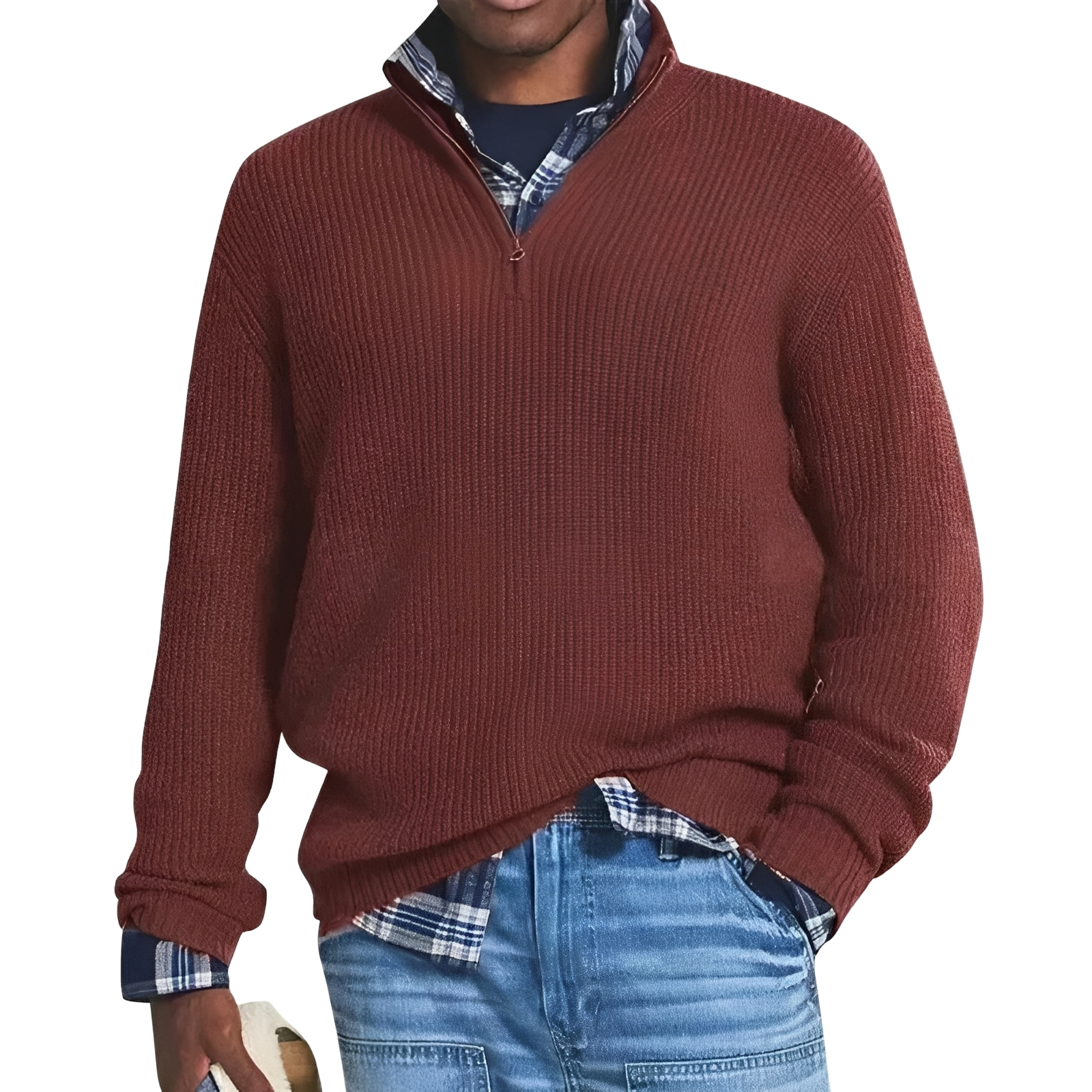 Jeffrey - Herren-Retro-Pullover mit Viertelreißverschluss