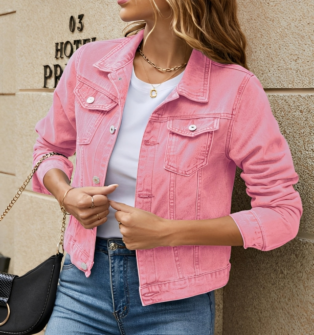 Julia - Modische Damen-Jeansjacke mit Reverskragen