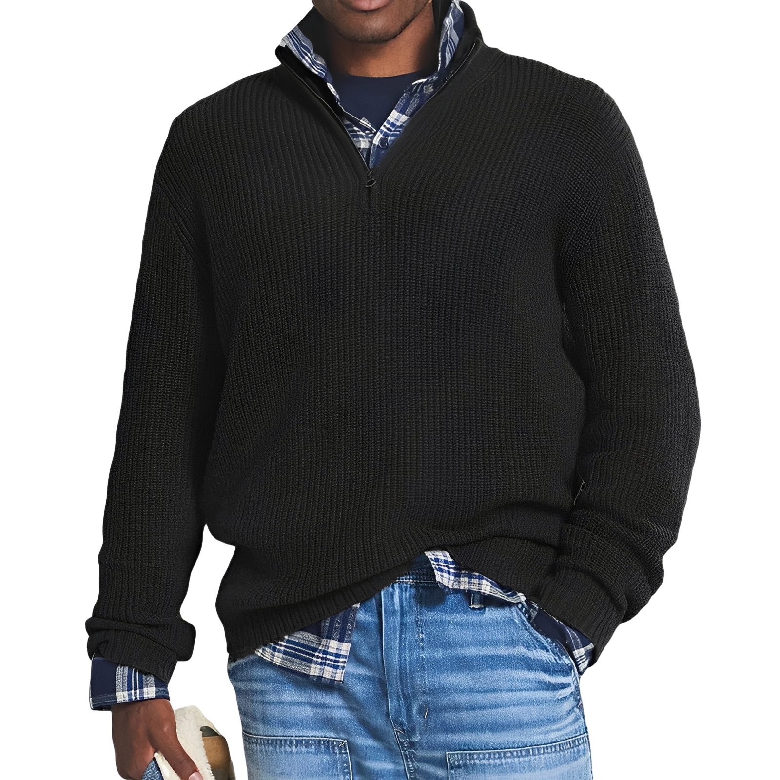 Jeffrey - Herren-Retro-Pullover mit Viertelreißverschluss