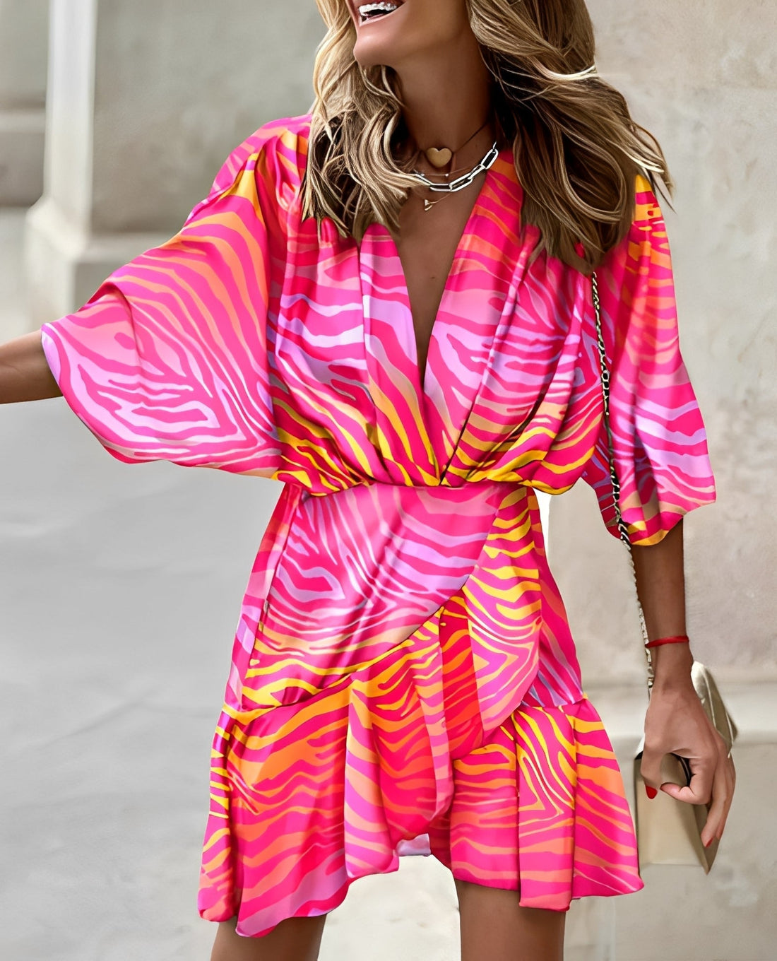 Margie - Stilvolles, asymmetrisches Damen-Minikleid