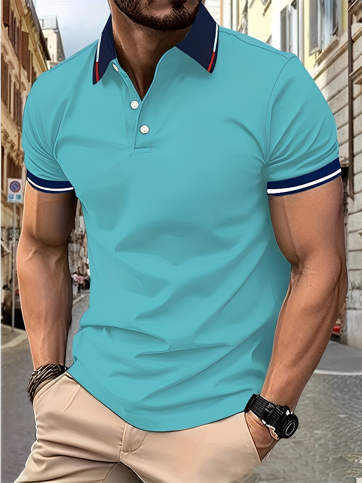 Matthew - Herren Polohemd mit Knöpfen im schlichten Design