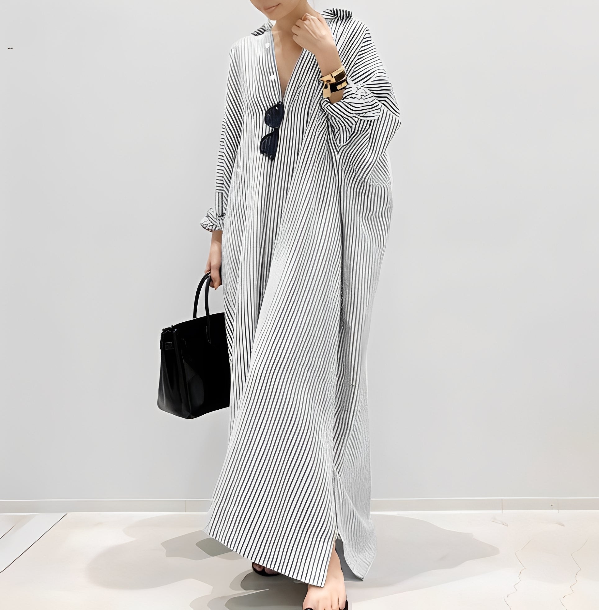 Jasmine - Elegantes gestreiftes Hemdblusenkleid für Frauen
