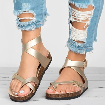 Lyvia - Bequeme römische flache Sandalen für Damen