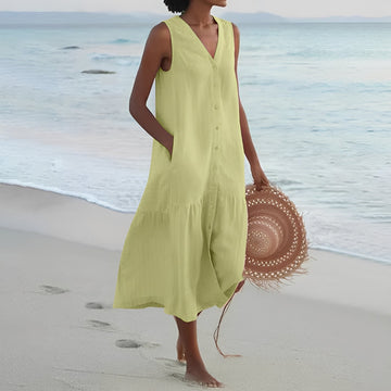 Katherine - Langes Damenkleid mit V-Ausschnitt