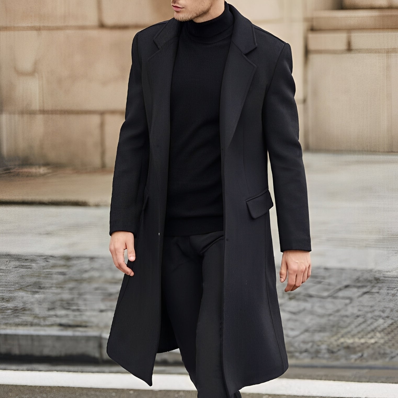 Nicholas - Stilvoller langer Woll-Trenchcoat für Herren