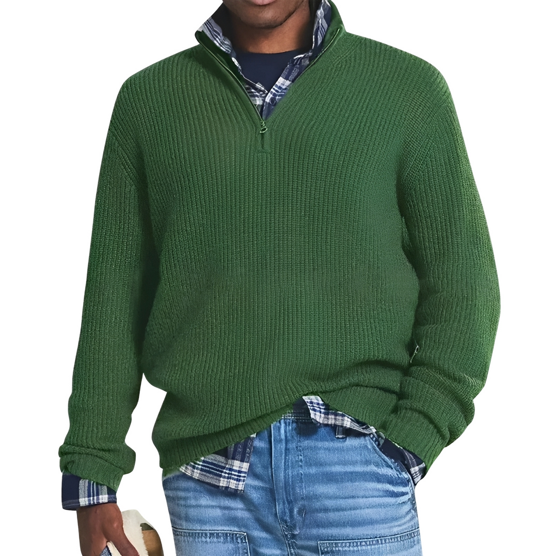 Jeffrey - Herren-Retro-Pullover mit Viertelreißverschluss
