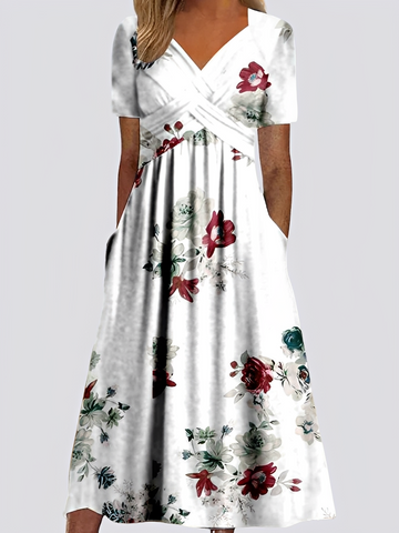 Salma - Lockeres Damen-Midikleid mit femininem Flair und kurzen Ärmeln