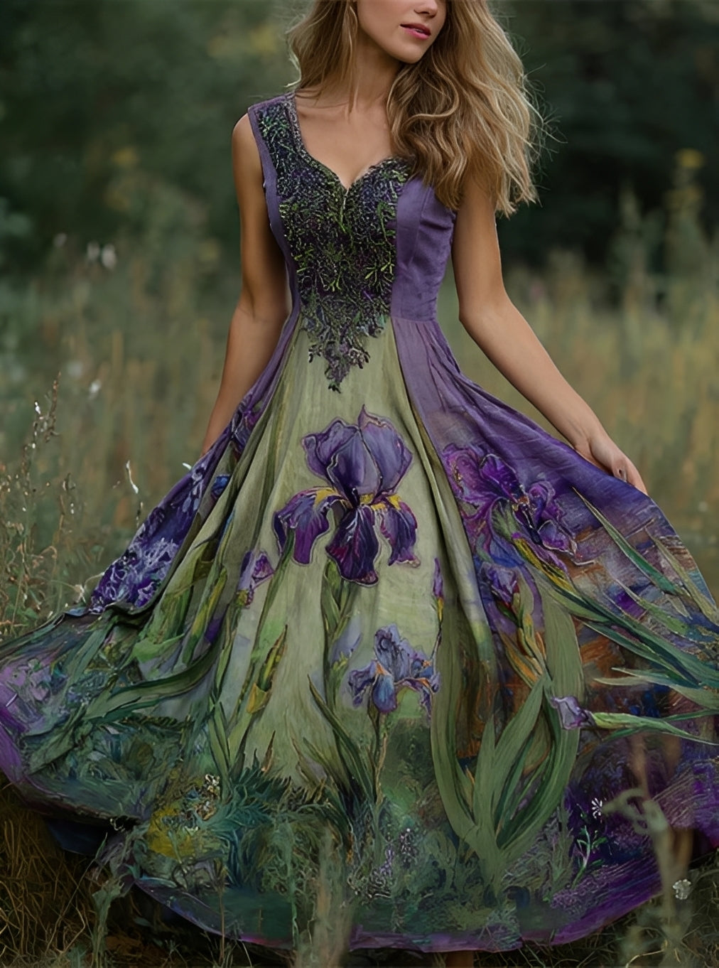 Erica - Elegantes langes Kleid mit floralem Muster für Frauen