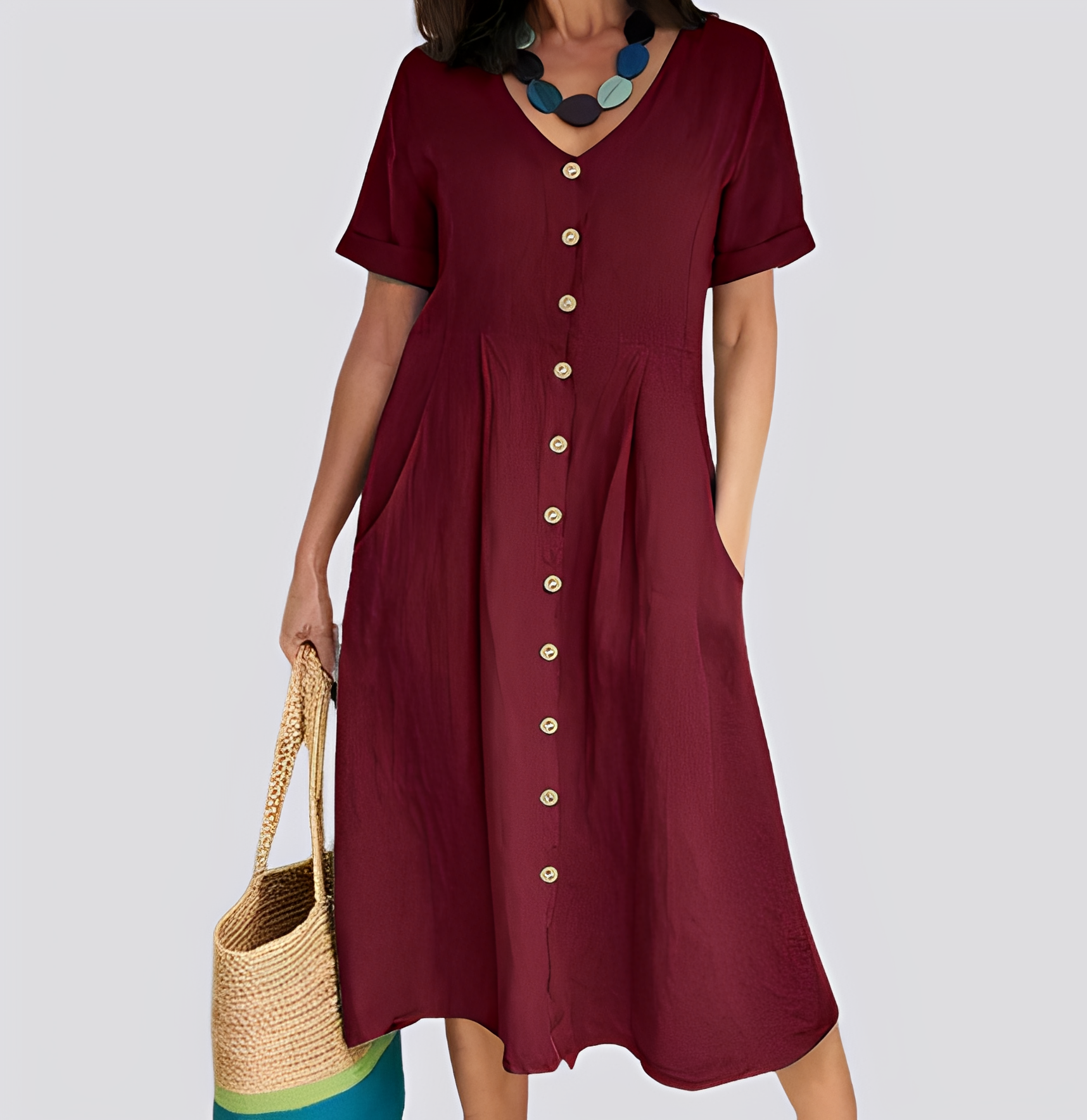 Sabrina - Damenkleid mit bequemer, lockerer Passform und hoher Taille