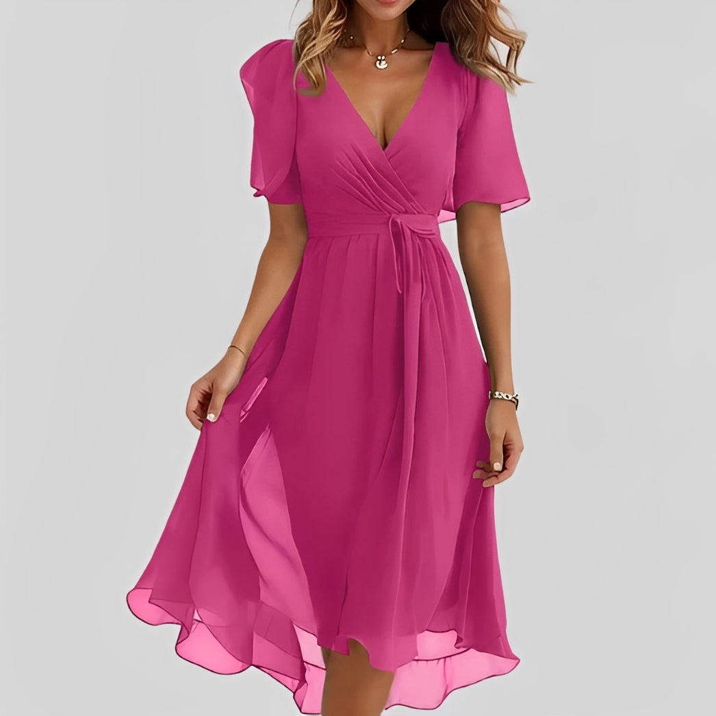 Gemma - Damen-Midikleid mit geschmackvollen kurzen Ärmeln