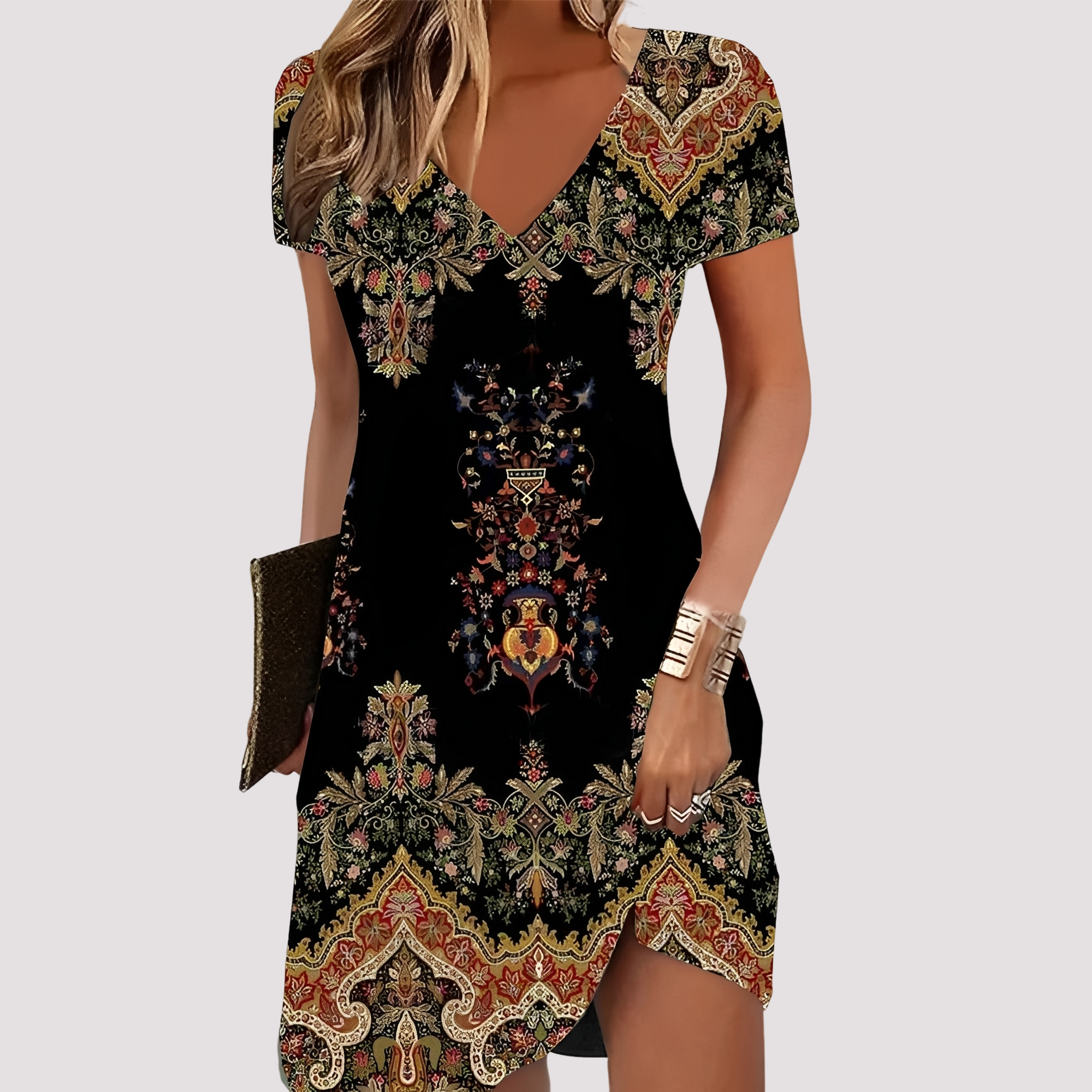 Maggy - Luftiges Damen-Boho-Kleid mit V-Ausschnitt