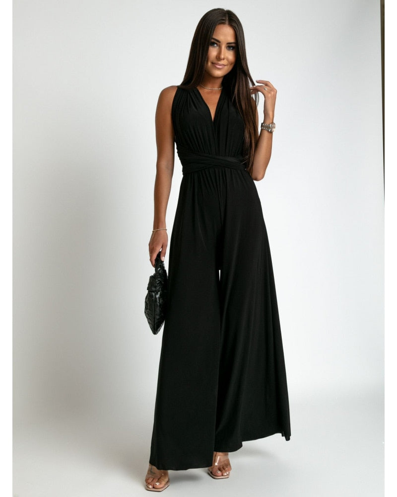FlairFashion - Ärmelloser Jumpsuit mit schmeichelhaftem V-Ausschnitt