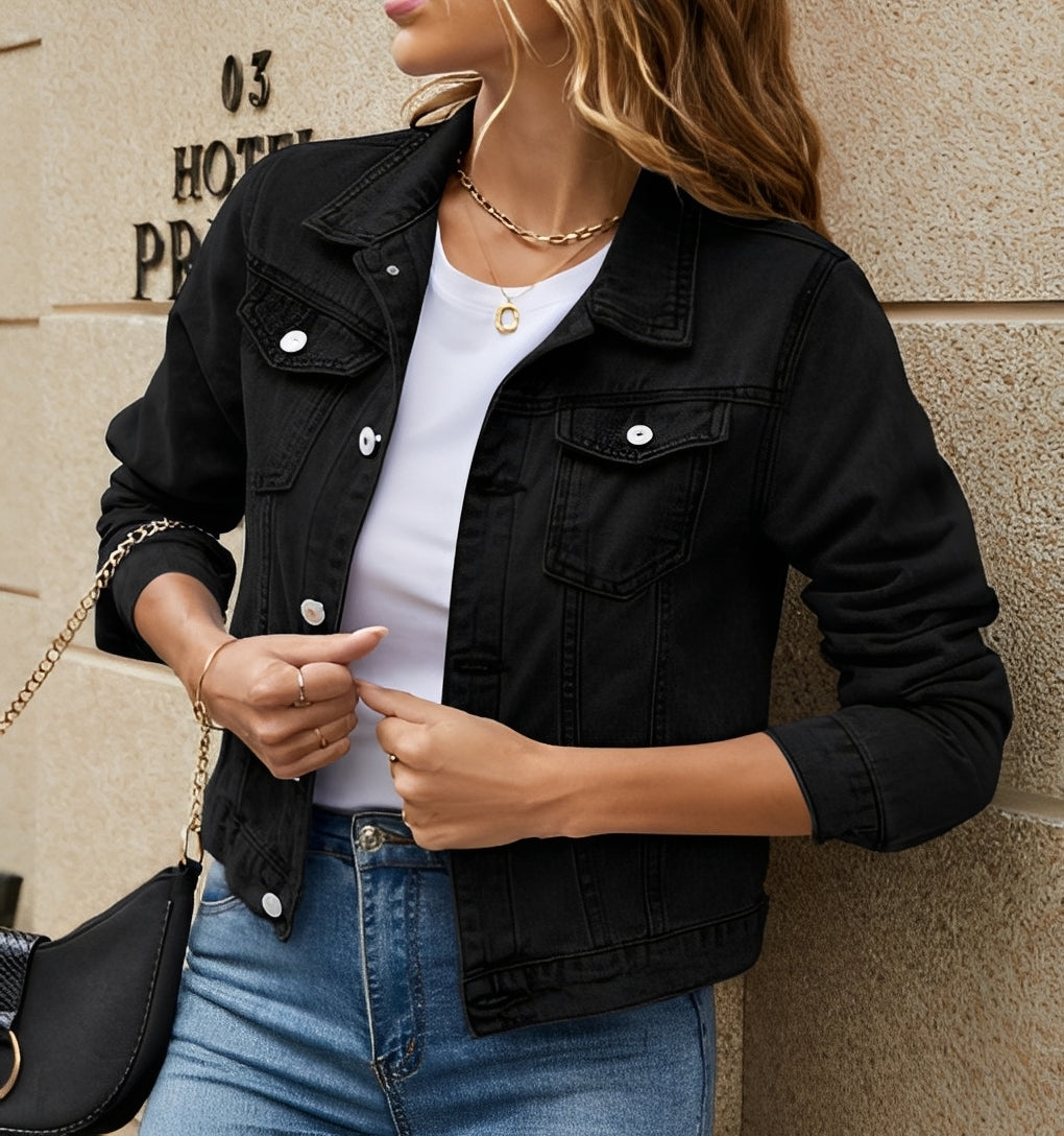 Julia - Modische Damen-Jeansjacke mit Reverskragen