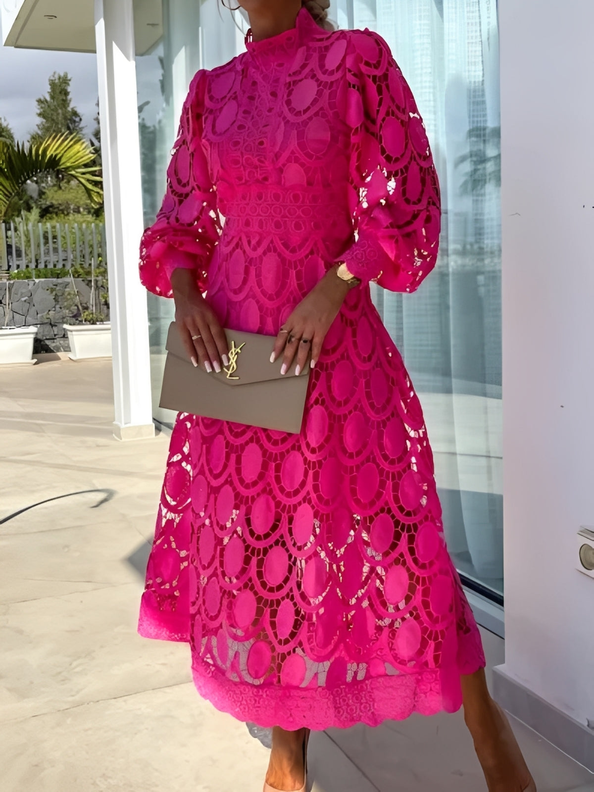 Madeline - Elegantes langes Damenkleid mit Ärmeln