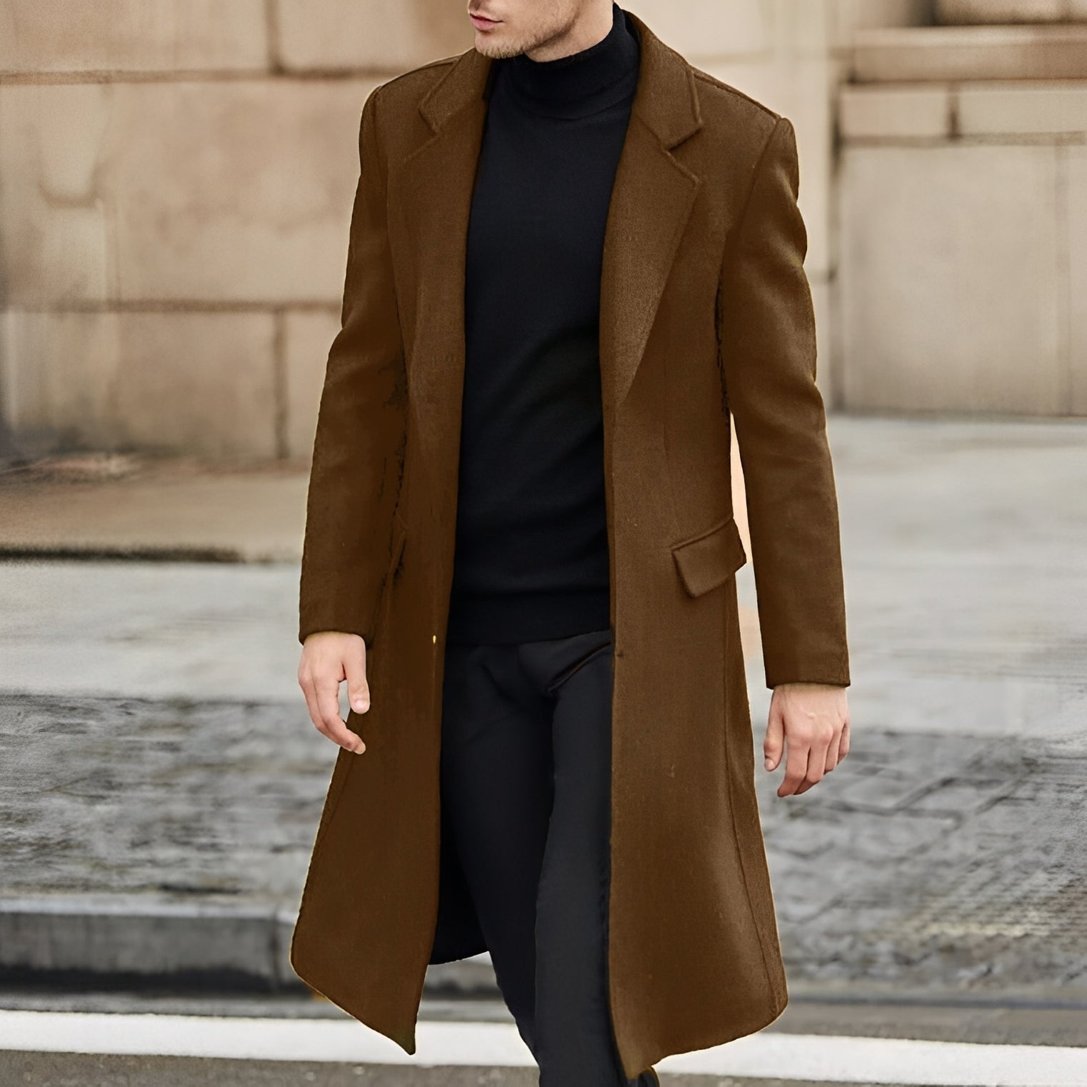 Nicholas - Stilvoller langer Woll-Trenchcoat für Herren