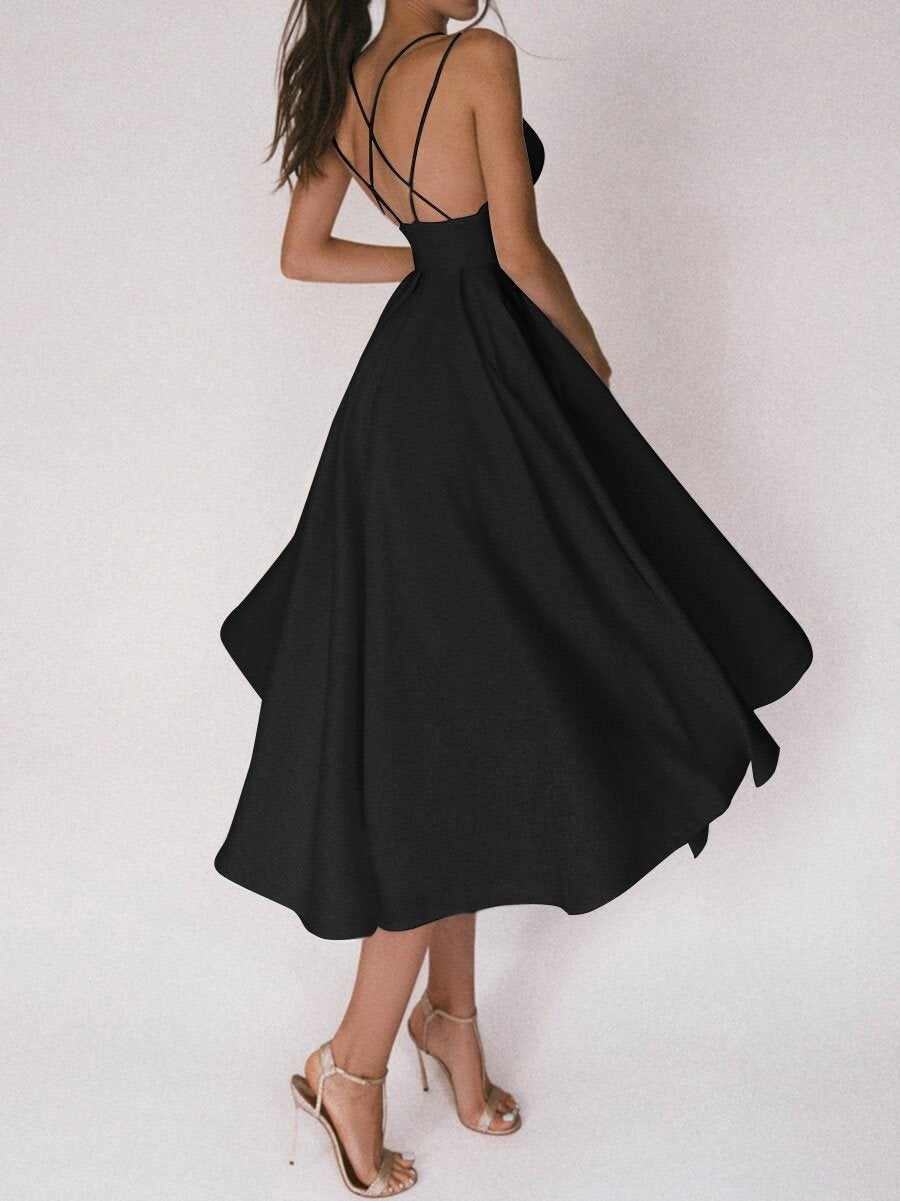 Gabriella - Satin-Kleid mit gekreuzten Trägern