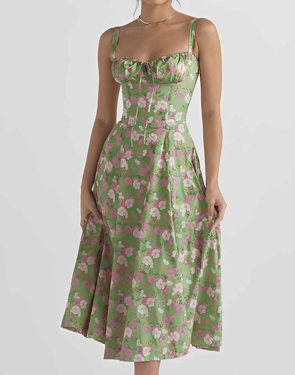 Alyssa - Schmal geschnittenes Midi-Kleid mit Blumenmuster für Damen