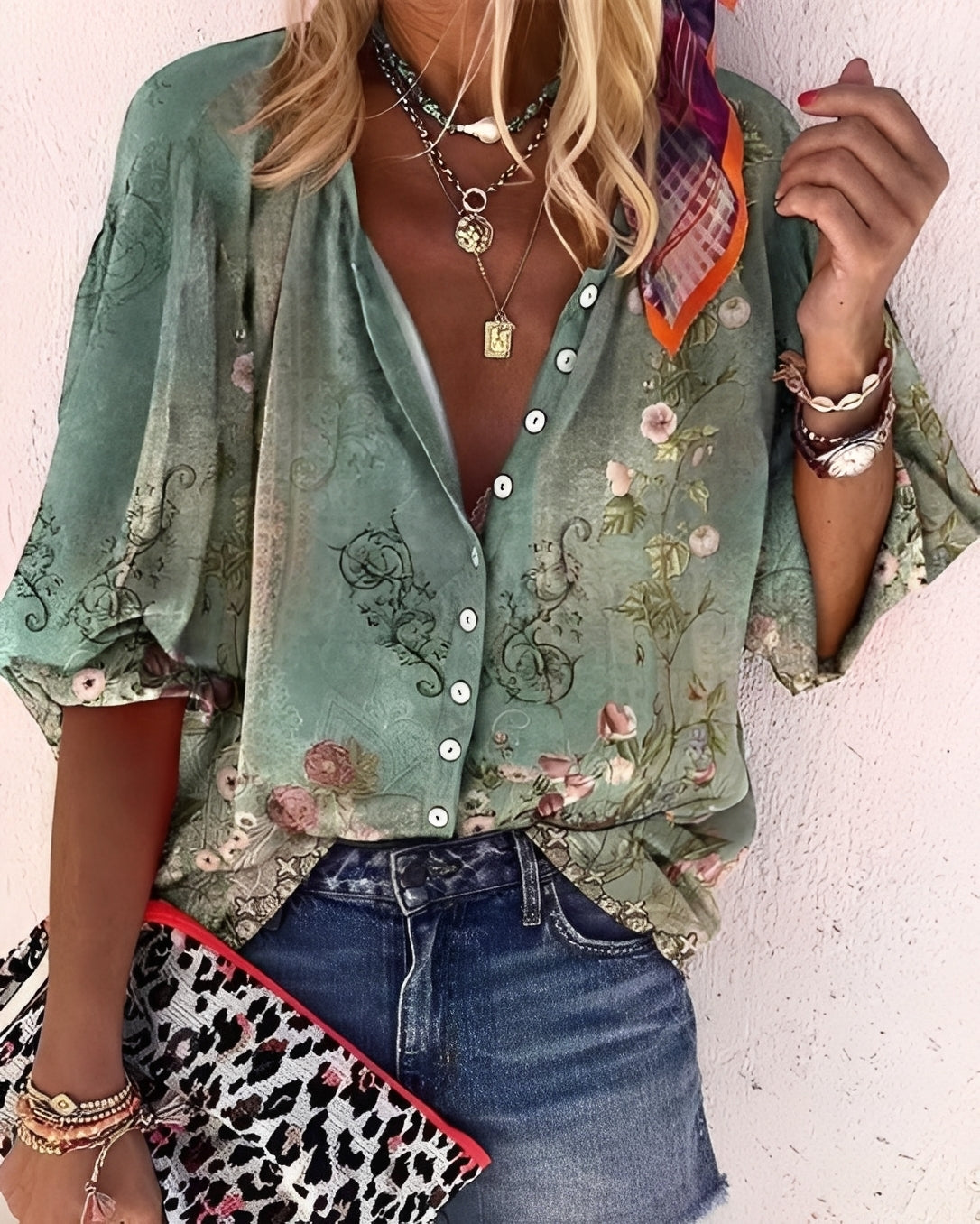 Darcie - Modische, locker geschnittene Damenbluse mit Muster