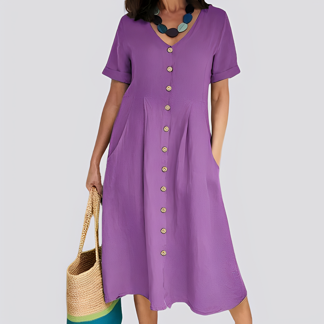 Sabrina - Damenkleid mit bequemer, lockerer Passform und hoher Taille