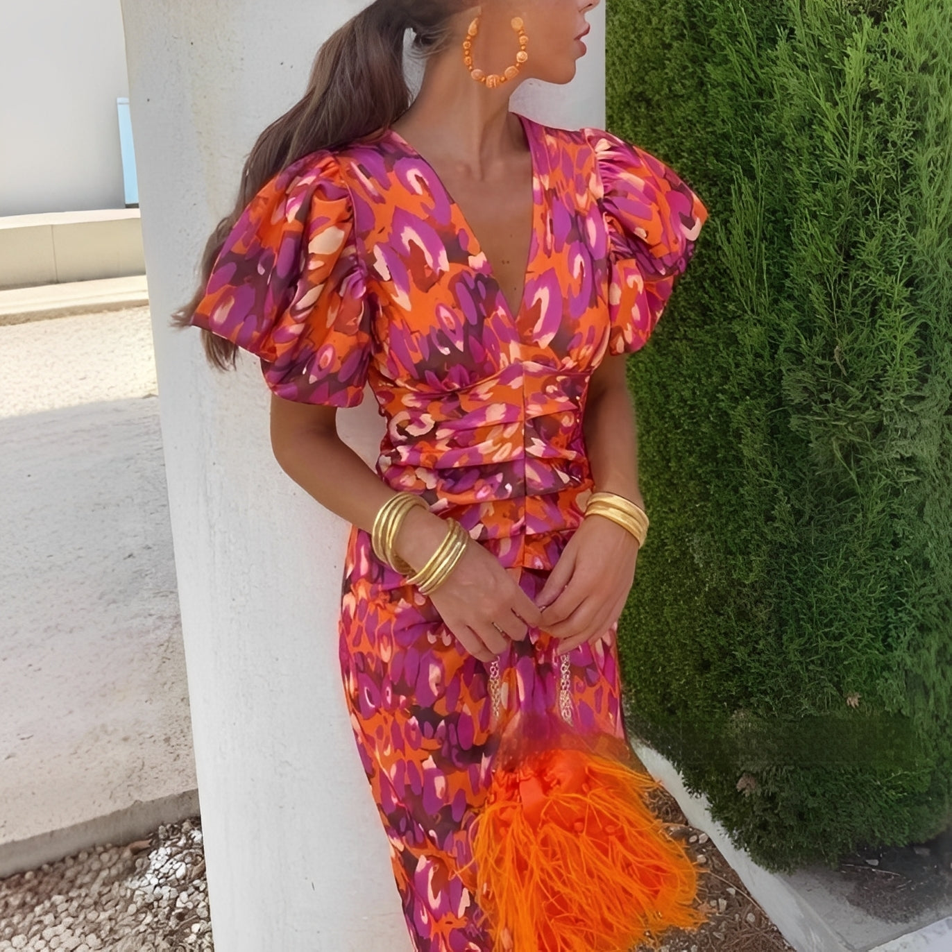Stacey - Elegantes, eng geschnittenes Damenkleid mit Muster