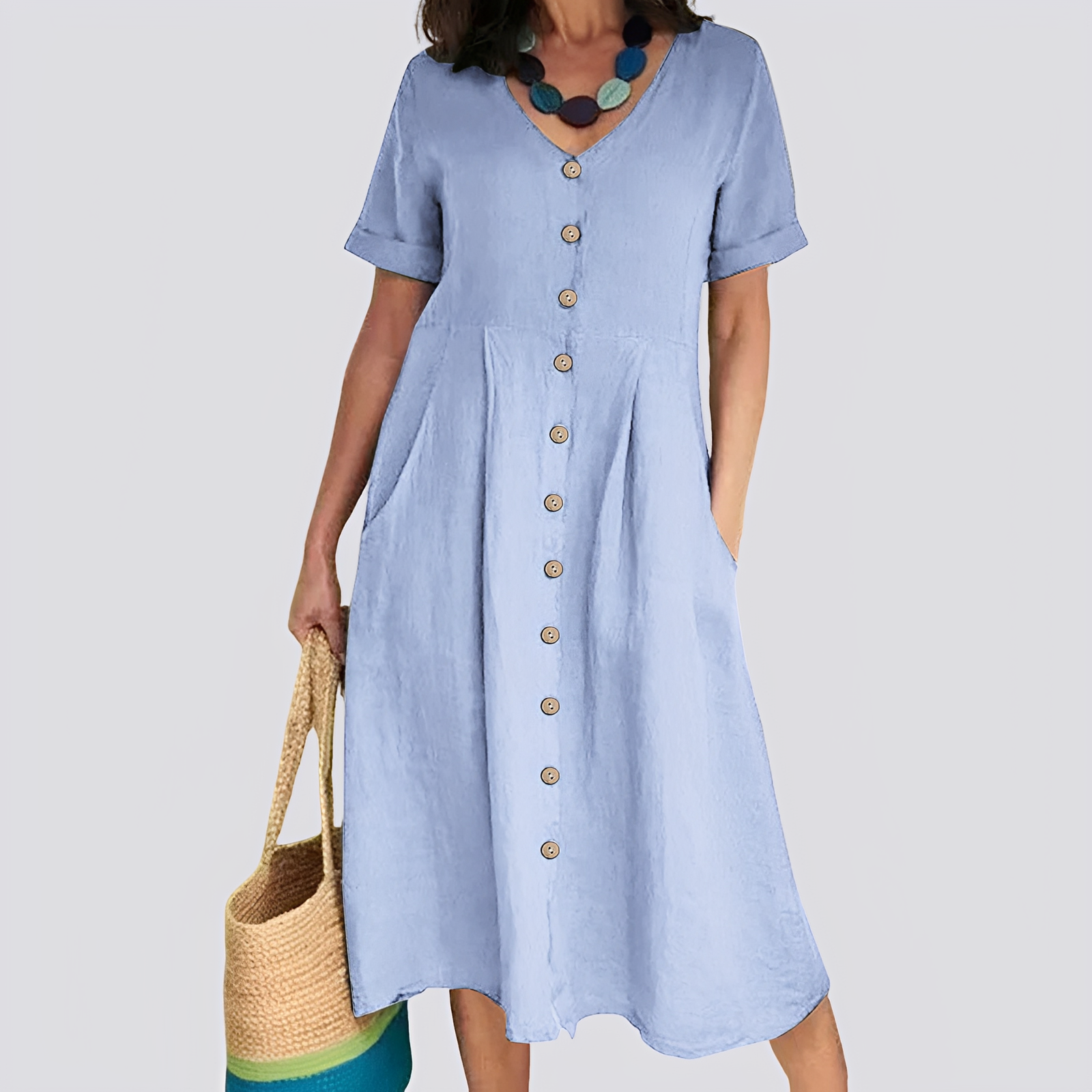 Sabrina - Damenkleid mit bequemer, lockerer Passform und hoher Taille
