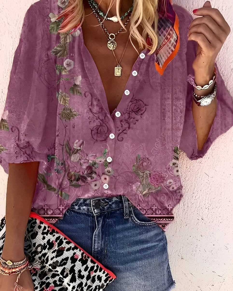 Darcie - Modische, locker geschnittene Damenbluse mit Muster