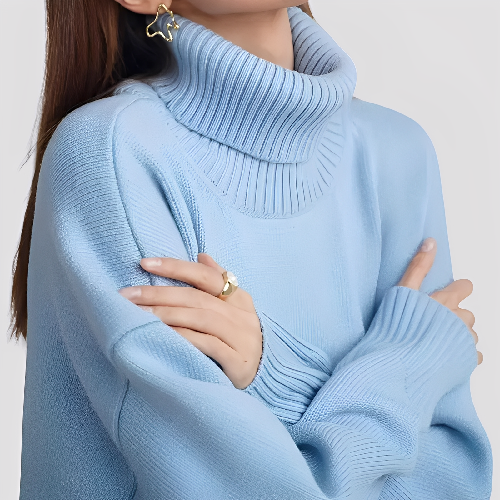 Nylah - Schlichter, übergroßer Damen-Rollkragenpullover