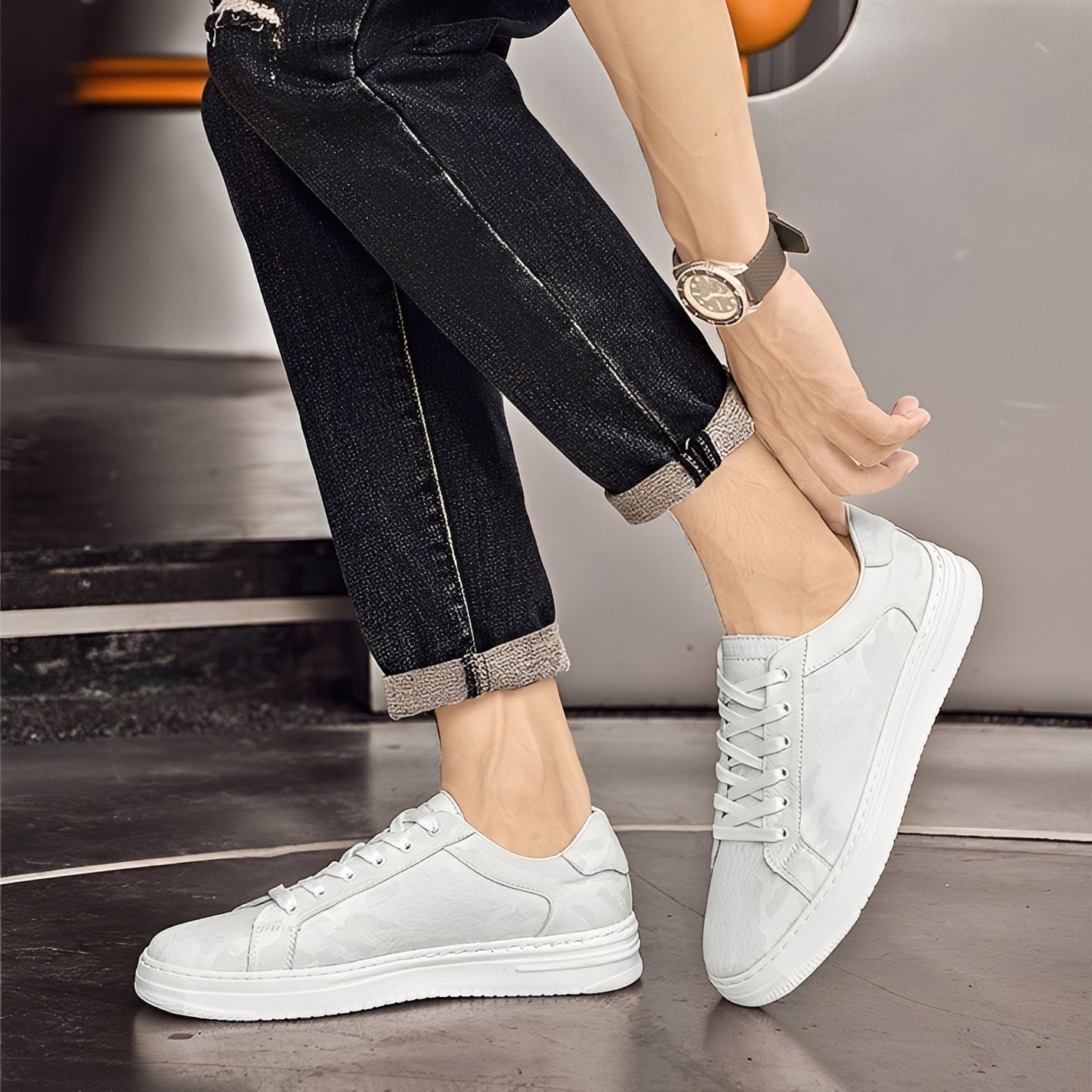 Ronan - Klassische Herrensneaker aus Leder und Canvas