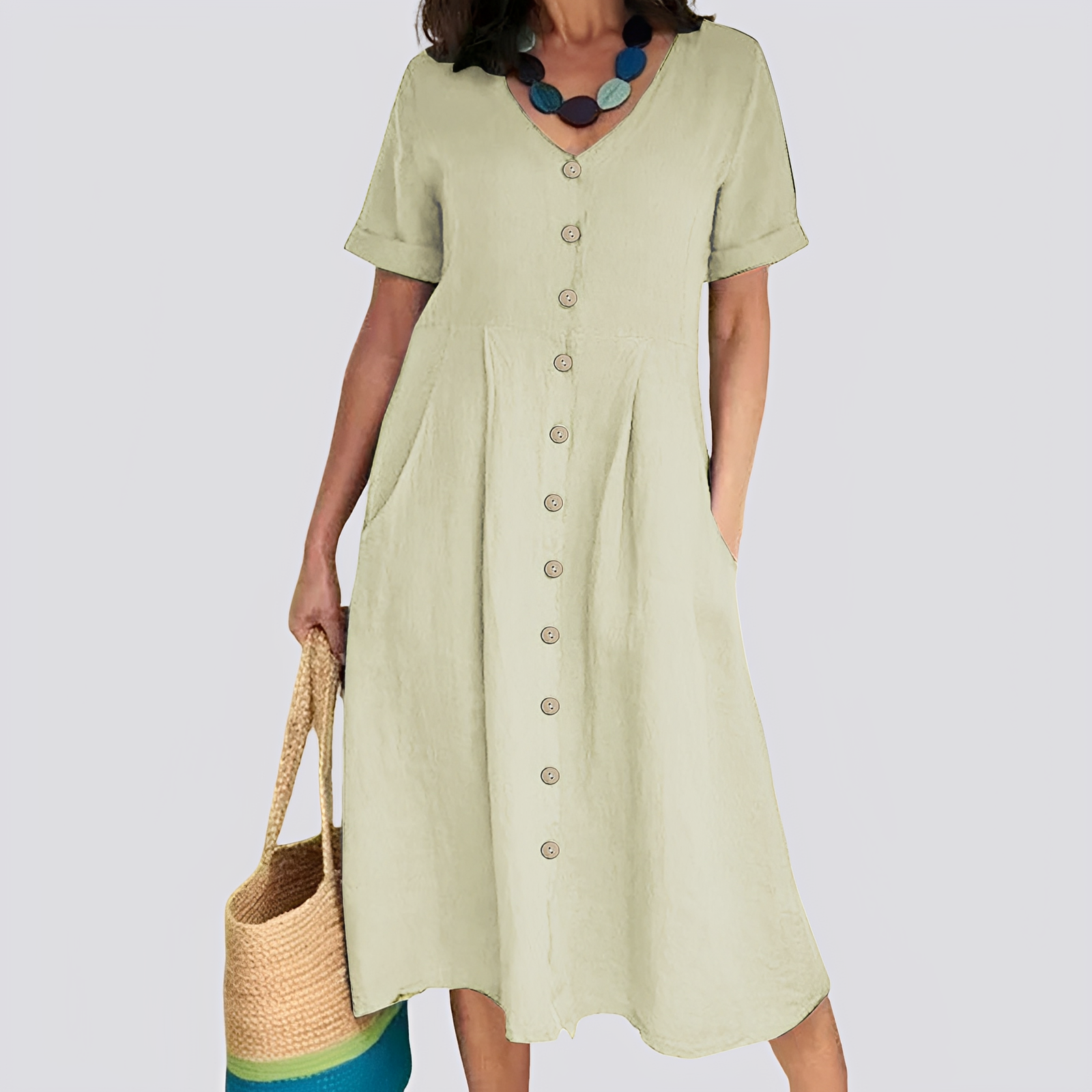Sabrina - Damenkleid mit bequemer, lockerer Passform und hoher Taille