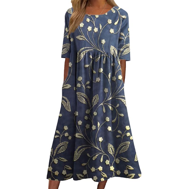 Margaux - Stilvolles Midikleid mit floralen Stickereien