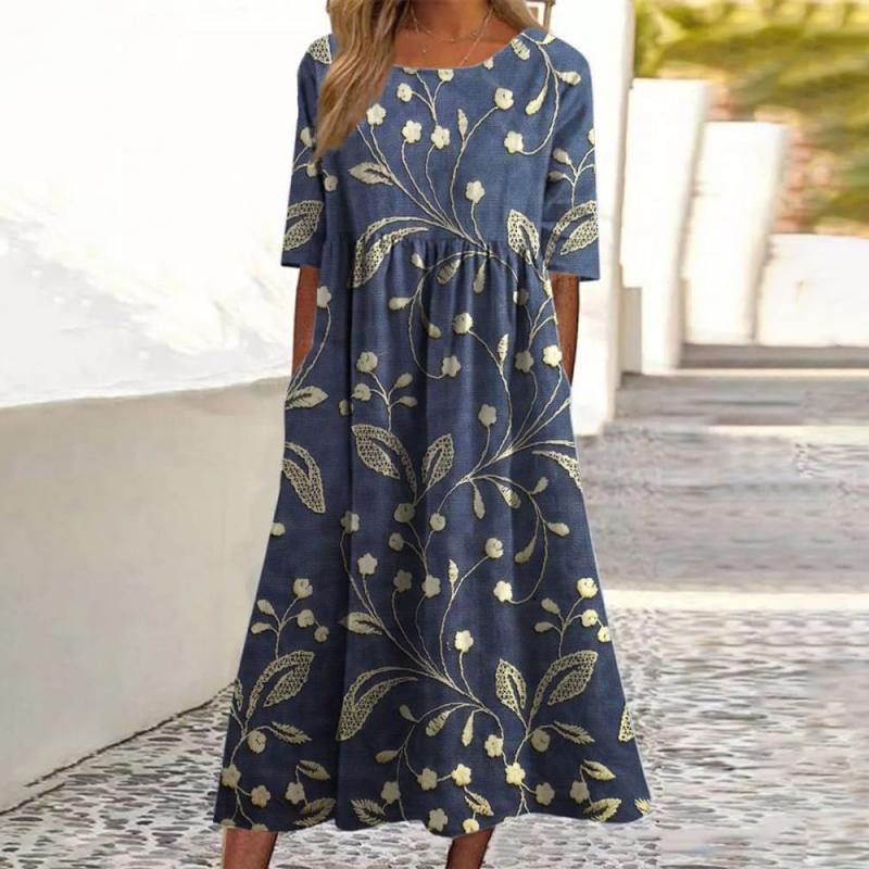 Margaux - Stilvolles Midikleid mit floralen Stickereien